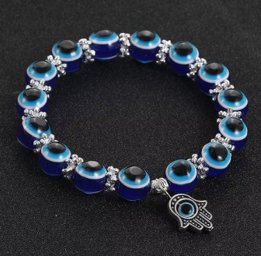Hand van Fatima, en evil eye armband.