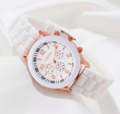 Geneva dameshorloge (wit) + armband