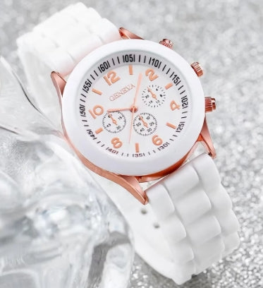 Geneva dameshorloge (wit) + armband