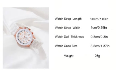 Geneva dameshorloge (wit) + armband